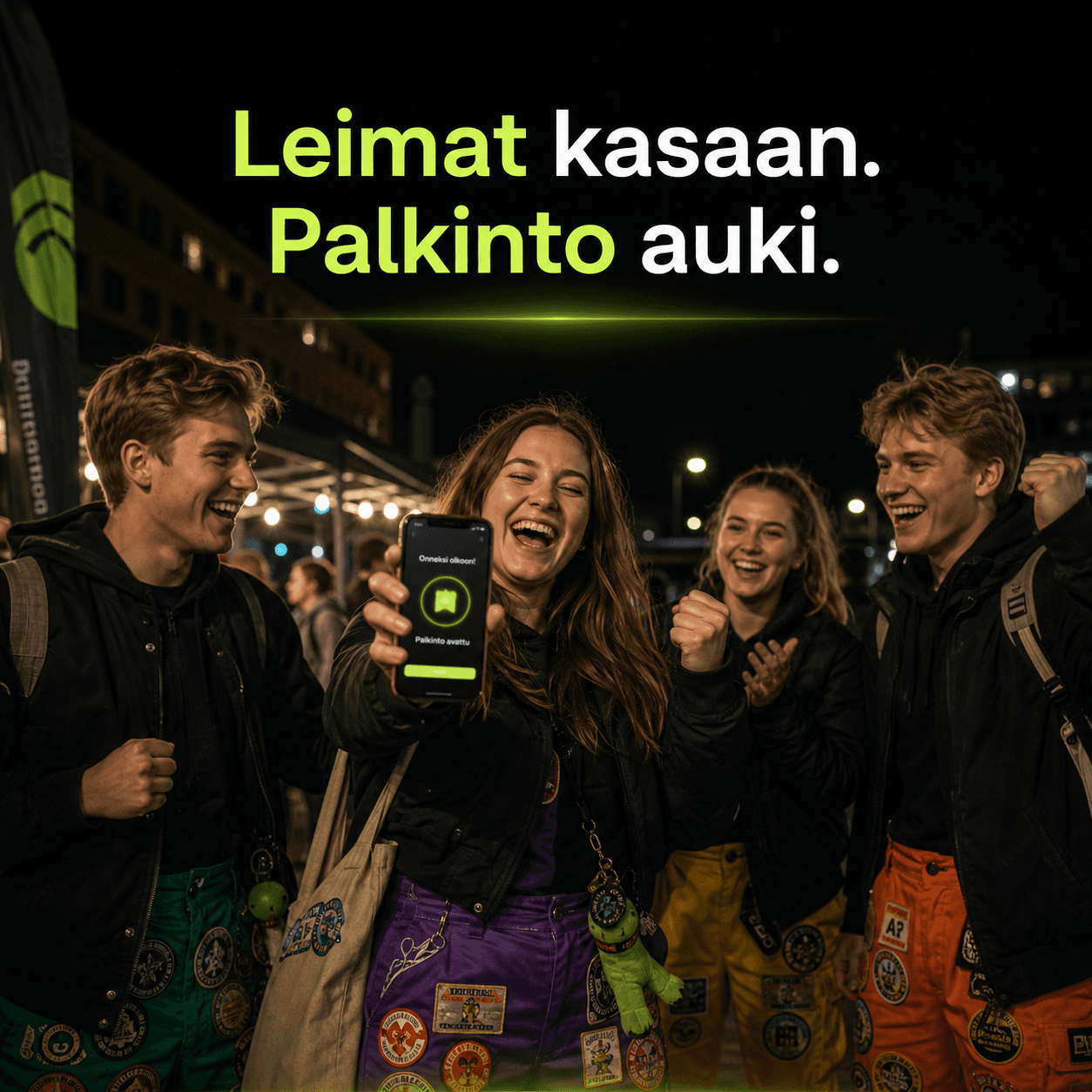 Leimat kasaan. Etu auki. – Opiskelijat juhlivat tapahtumaetua.